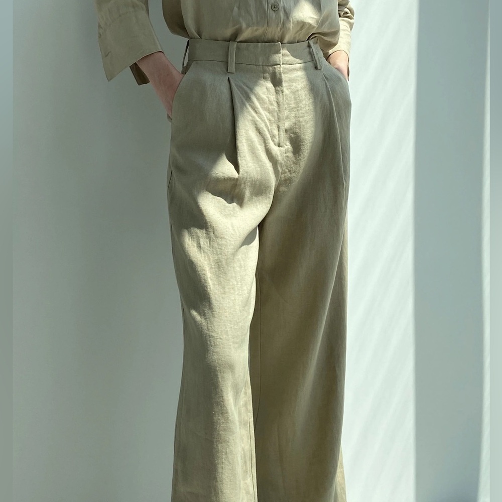 Oak fort linen straight leg pant trousers SZ 4